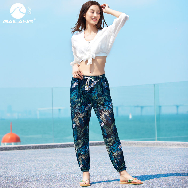 冰丝运动裤女九分新款沙滩裤灯笼休闲夏薄款速干防蚊裤子长裤