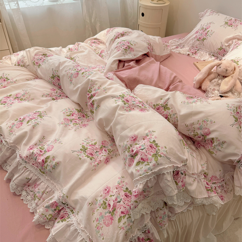 亲肤少女裸睡全棉四件套花边床品