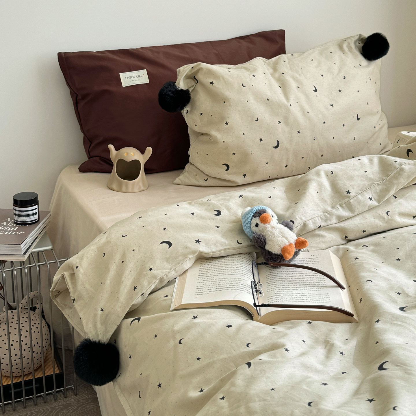 星月奶沙毛球球少女心纯棉四件套宿舍亲肤裸睡全棉床品棉床单床笠