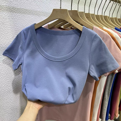 广州十三行爆款女装~2025早春新款内搭打底衫夏季正肩上衣短袖t恤