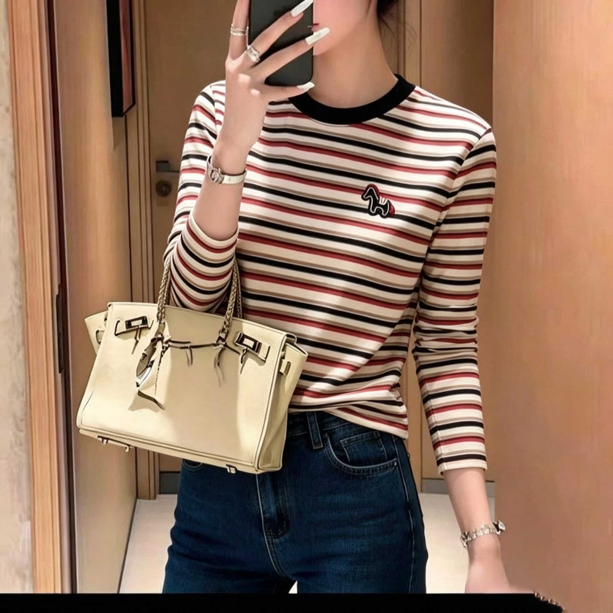 纯棉t恤广州上衣长袖无锡秋十三行正肩白马虎门2026新款女精品牌图片