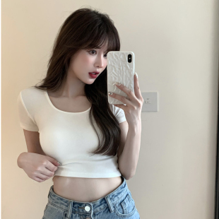 搭配长裙子牛仔短裤阔腿裤背带裤短裙的上衣夏季韩版t恤女短袖 潮
