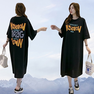 广东广州十三行爆款连衣裙夏季薄款中长款短袖T恤裙东莞虎门女装