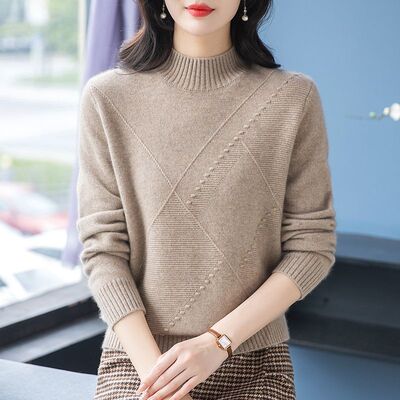 东莞大朗毛织高端毛衣正品工厂直销女打底广东半高领内搭T恤套头