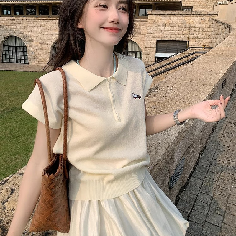 广州十三行高端女装短袖针织2026新款夏欧货小衫深圳南油polo上衣图片