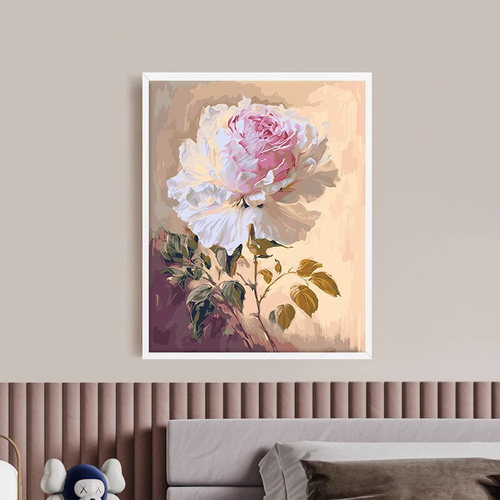 数字油画diy油彩画淡墨芬芳牡丹
