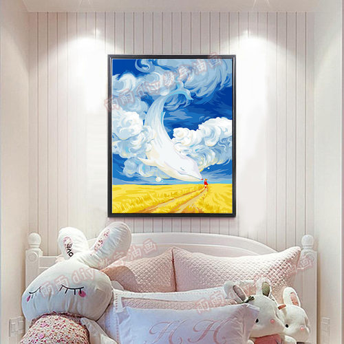 diy数字油画儿童卧室填充油彩画
