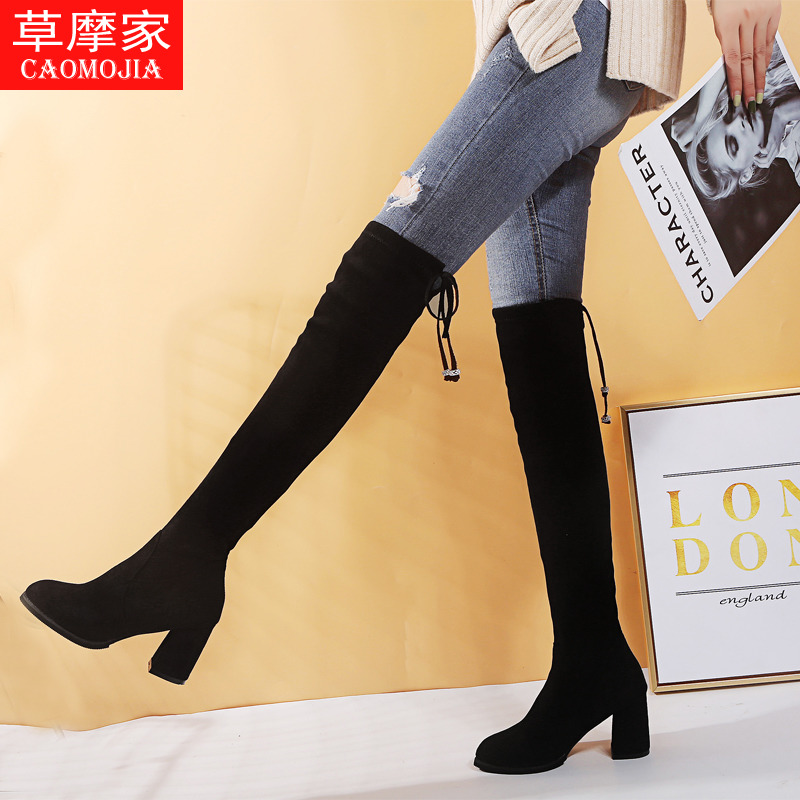 2019秋季新款高跟显瘦女长筒靴-秒客网