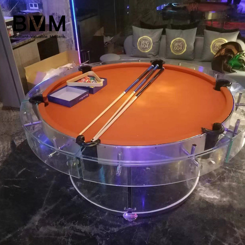 bvm钢化玻璃台球桌圆形高端家用商用会所黑八标准成人桌球台