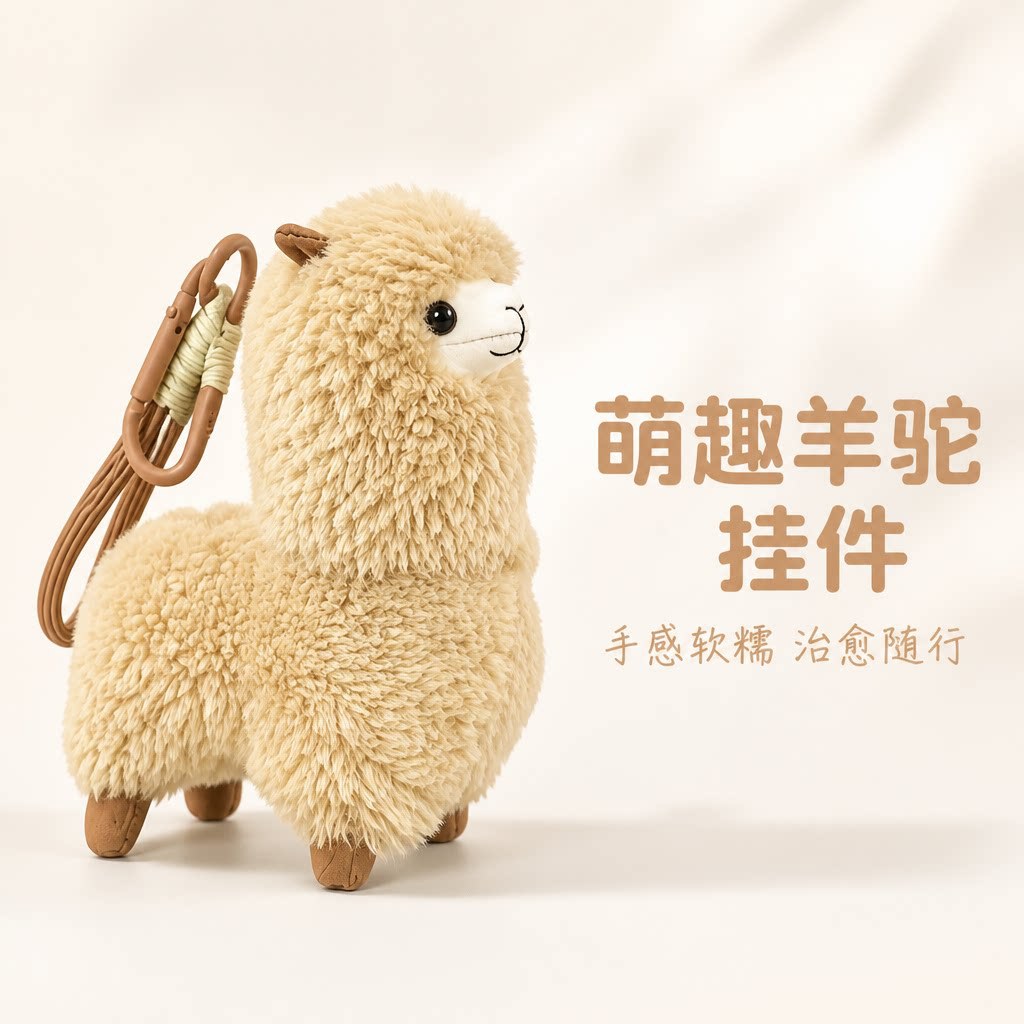 真羊毛小羊驼超萌钥匙扣