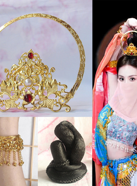 娜扎同款异域风情发冠飞天神女光环凤冠敦煌女神凤凰头饰古风发髻