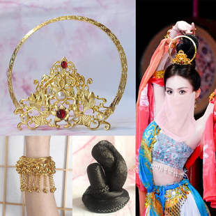 娜扎同款异域风情发冠飞天神女光环凤冠敦煌女神凤凰头饰古风发髻