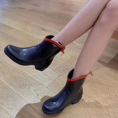 靴防滑耐磨雨鞋 24法国产天然橡胶手工胶靴女鞋 AIGLE艾高短筒时装