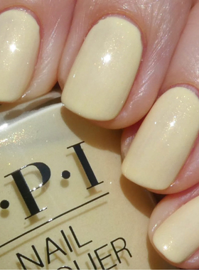 OPI指甲油微闪s022浅黄色buttafly可爱奶黄杏仁黄细闪免烤不可剥