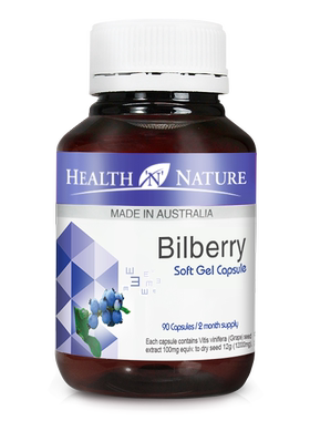澳洲HEALTH N NATURE越橘蓝莓眼片叶黄素精华眼胶囊90粒蓝梅