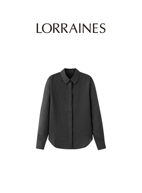 LORRAINES 高奢衣橱-经典醋酸混纺翻领长袖直筒休闲衬衫好打理