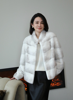 LORRAINES25冬新 暖奢冬日-saga皇冠级横排原生银十字貂马甲外套