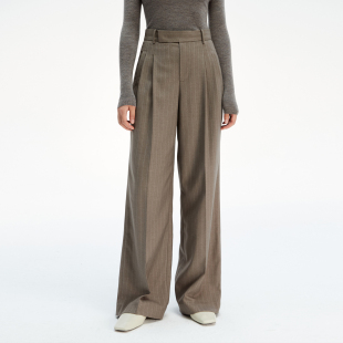 拖地裤 通勤显瘦宽松大阔腿直筒垂感休闲条纹西裤 LORRAINE