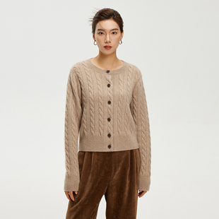 绞花基础圆领针织衫 100%山羊绒系列 软糯亲肤开衫 不tui不换