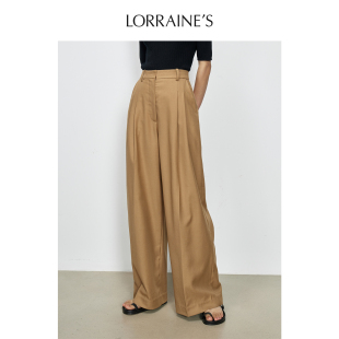 裤 LORRAINE 50羊毛立体垂坠高腰阔腿宽松休闲西装 大女主系列