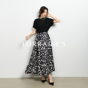故事 玫瑰 进口黑白奶牛斑点印花垂感遮胯A字半裙 不tui不换