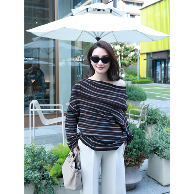 法式斜肩100%美利奴羊毛