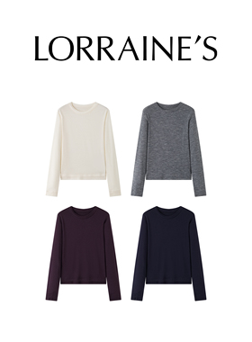 LORRAINES春新款 口碑打底王-100超细美利奴羊毛圆领正肩针织打底