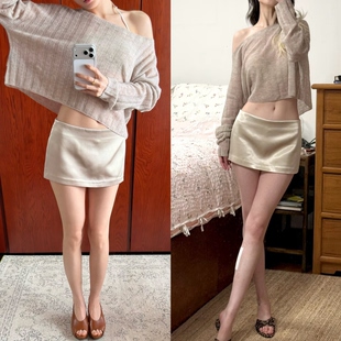 雾面缎感 现 高品质可对比 WEEEECHAN次日早晨 mini裙裤