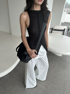 清仓 WEEEECHAN 次日早晨｜ 开襟纽扣针织背心 黑色/花灰