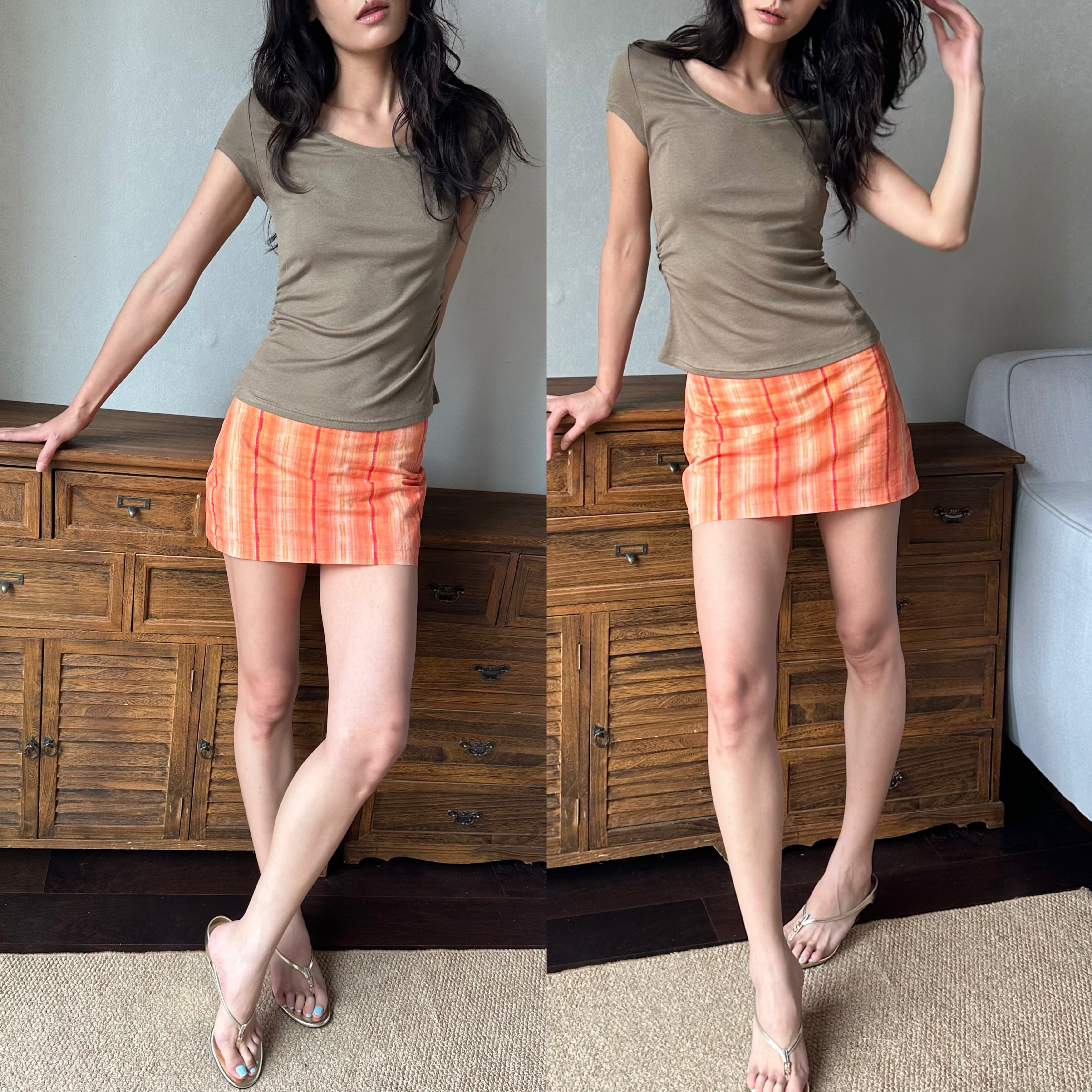 WEEEECHAN次日早晨 天丝莱赛尔绵羊毛奶皮正肩抽褶收腰短袖T恤