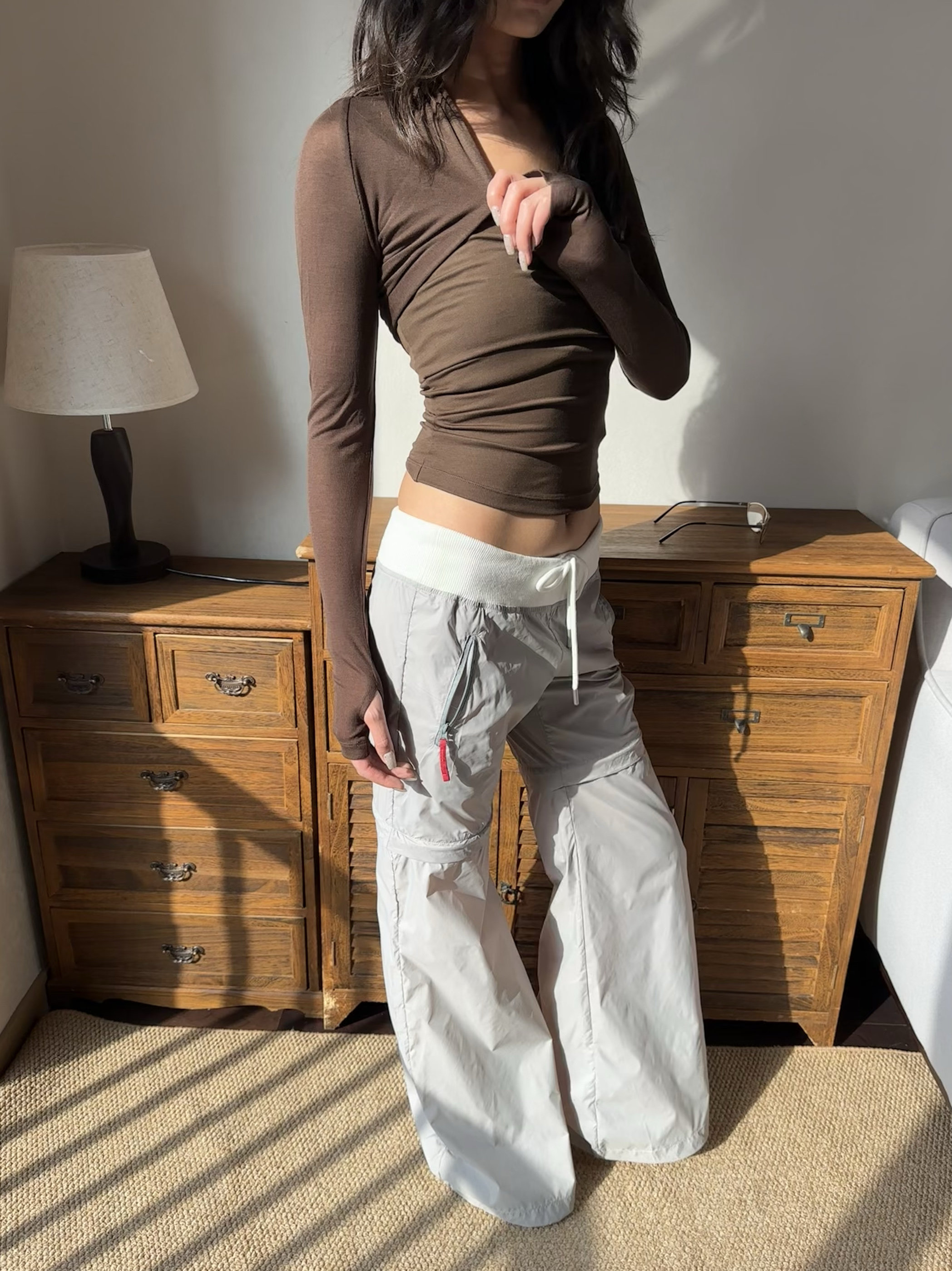 WEEEECHAN次日早晨｜可拆卸2-in-1运动长裤 棕色/石灰白