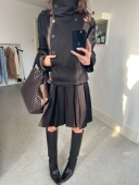 WEEEECHAN次日早晨 现货 宅女同款 立体百褶半身裙女黑色