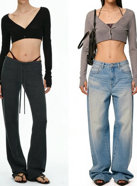 现货WEEEECHAN次日早晨 “比例提升” V领短款针织开衫 黑色/灰色