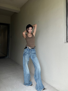 次日早晨 遮副乳针织紧身显瘦弹力工字背心吊带