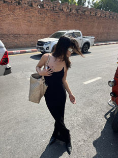 背心吊带长裙错觉隐形肩带垂感连衣裙 morning 次日早晨next day