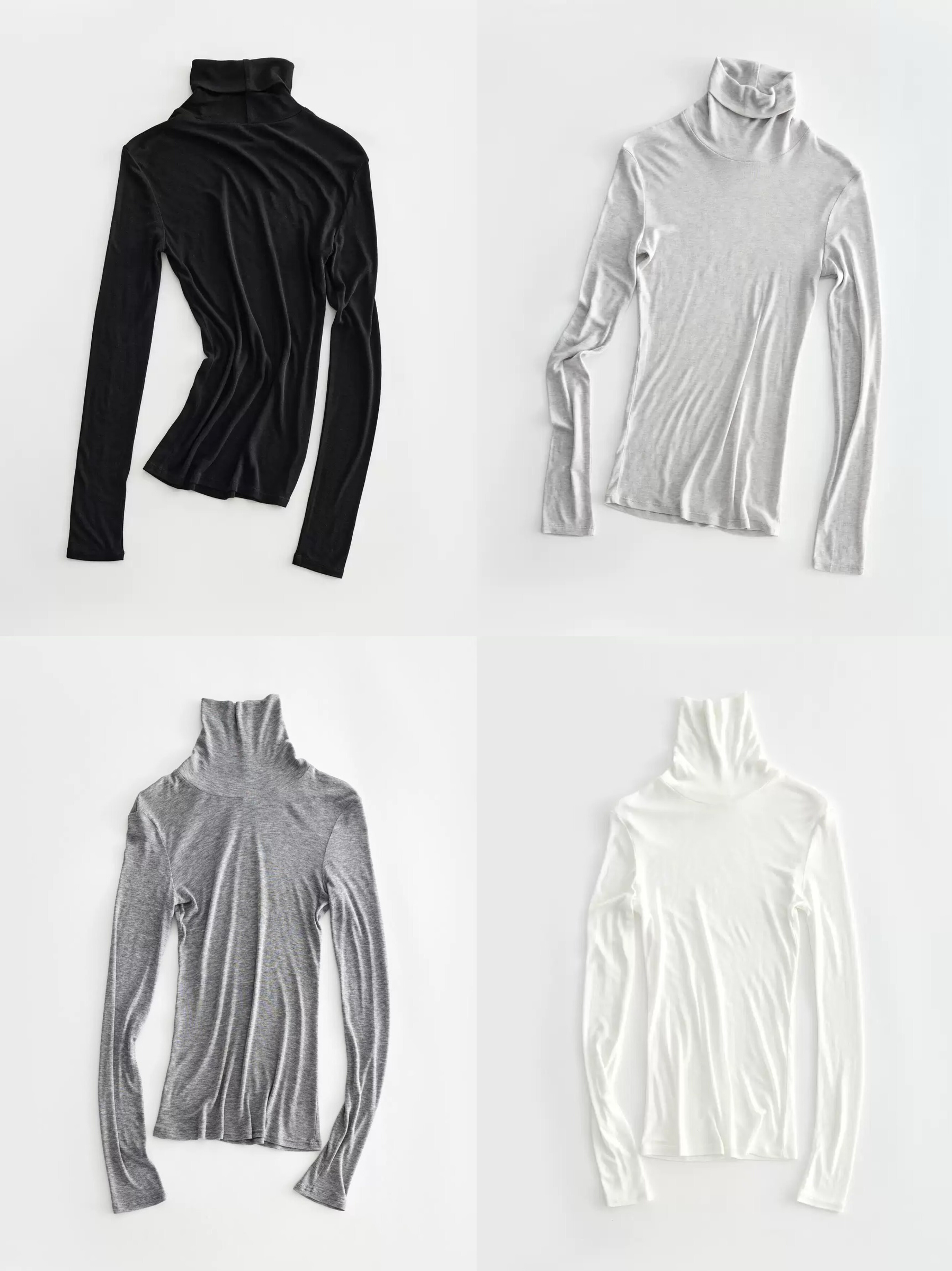 现货 WEEEECHAN 微透 天丝羊毛堆堆领轻薄长袖打底衫针织上衣