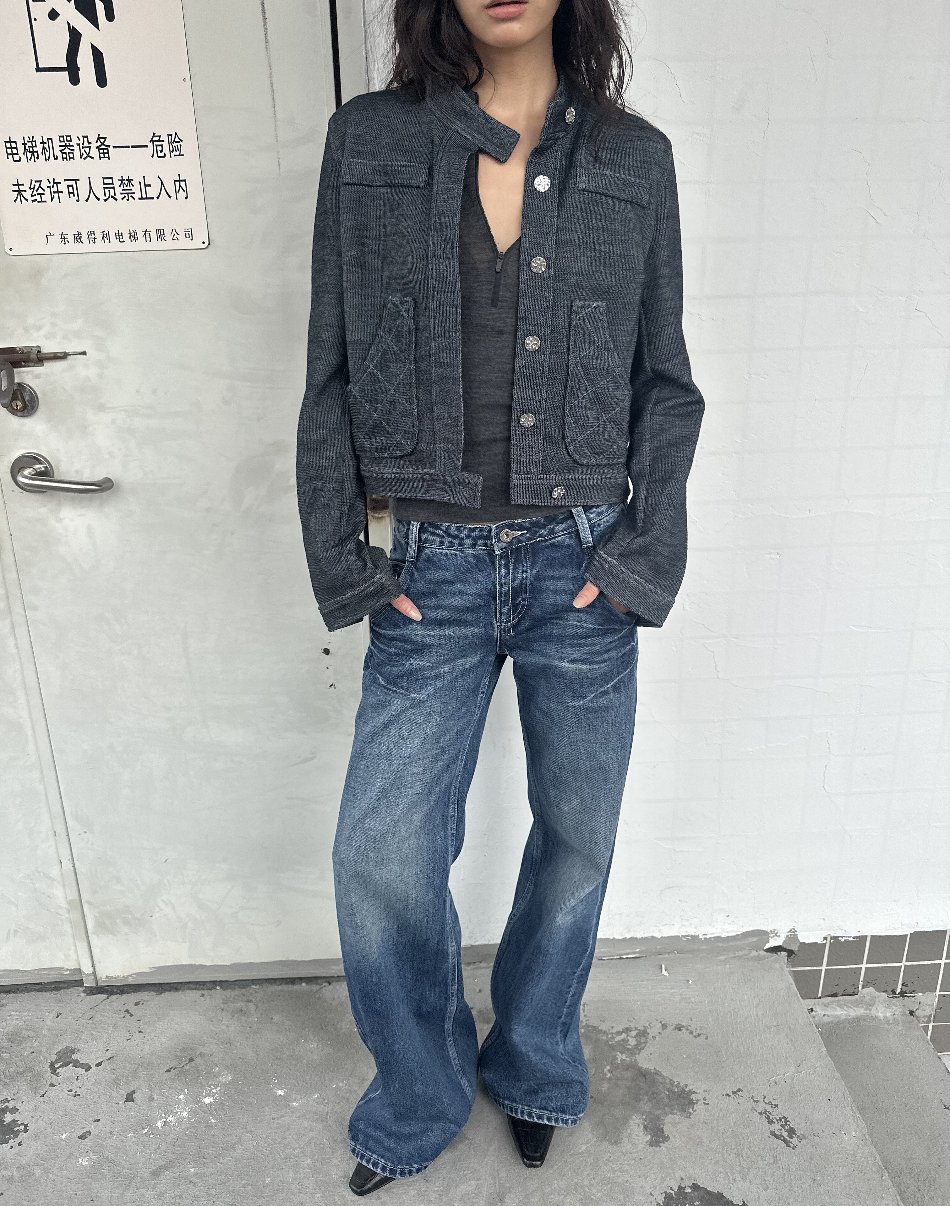 现货 WEEEECHAN次日早晨 复古绗线牛仔针织短夹克,女装/女士精品,短外套,淘宝优惠券,粉丝福利购,淘宝优惠卷