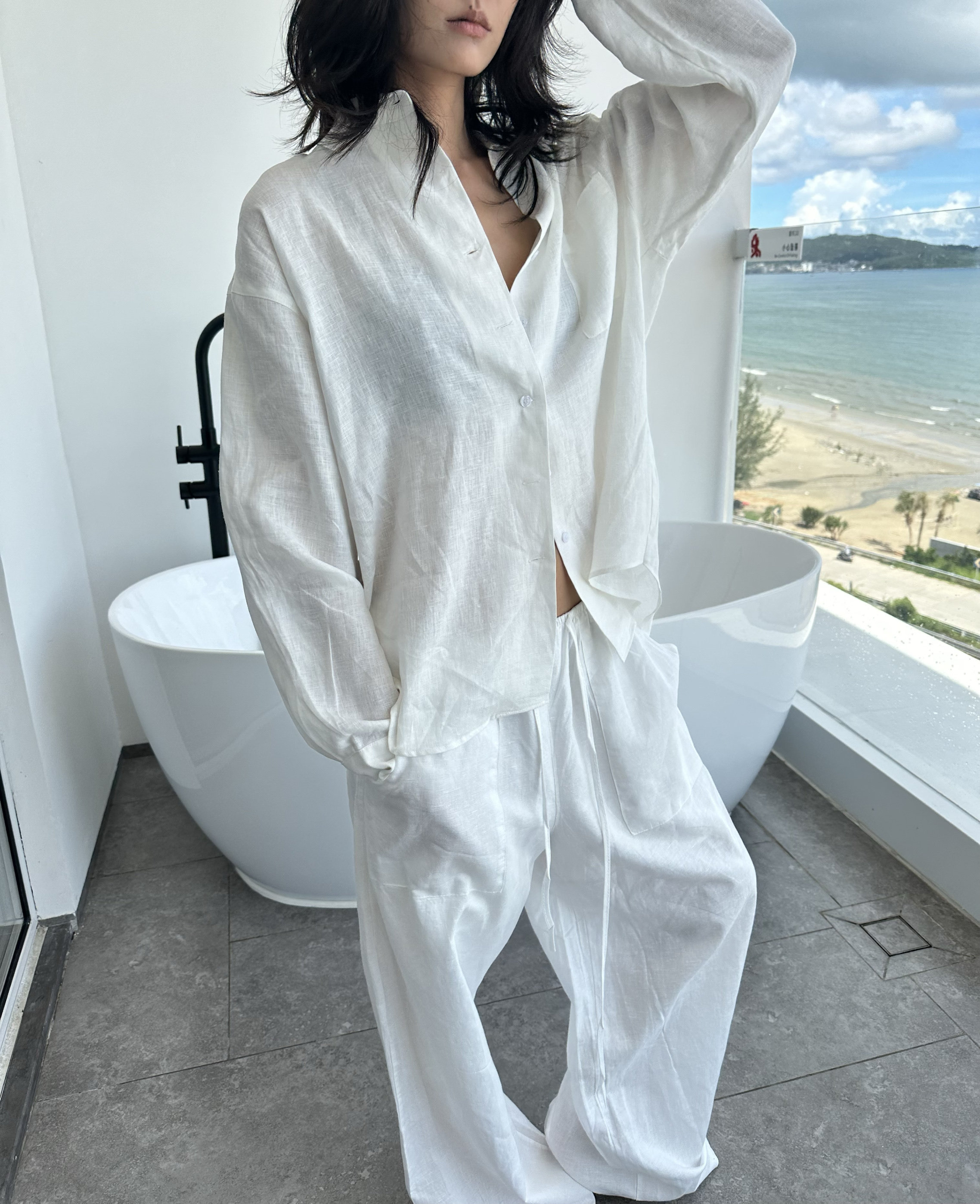 次日早晨 高品质 这才是松弛天花板 防晒白衬衫100%亚麻衬衫,女装/女士精品,衬衫,淘宝优惠券,粉丝福利购,淘宝优惠卷