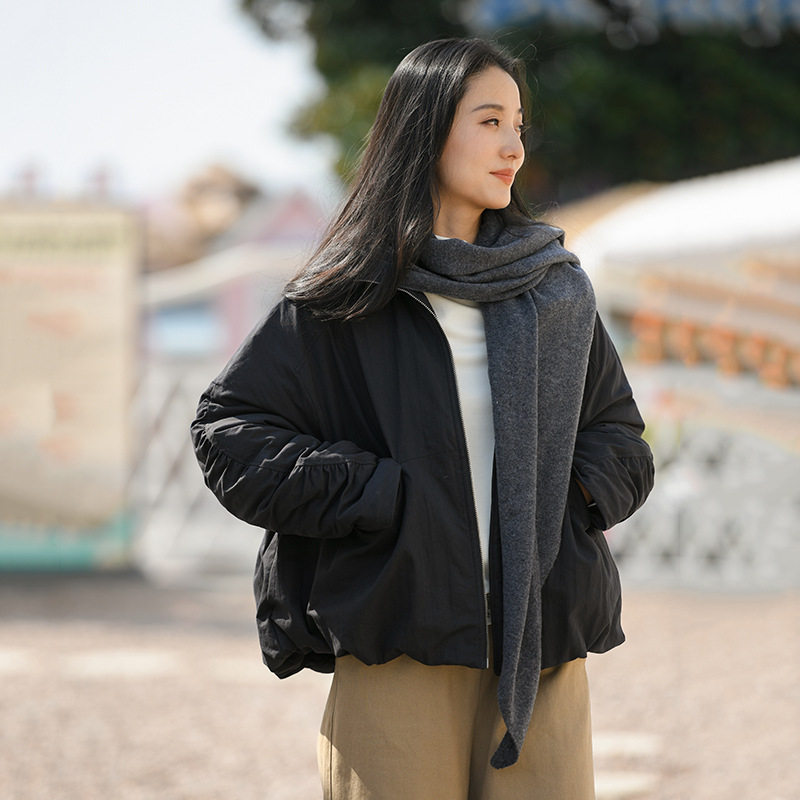 鹿与安笛2026冬季新款女装洋气小棉袄棉服短款减龄外套宽松休闲版