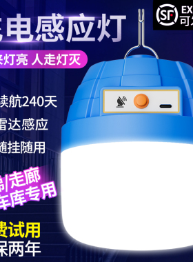 雷达人体感应充电led灯泡走廊楼道家用楼梯无线泡超长续航大容量
