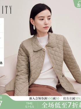 菲妮迪品牌棉衣棉服2025年冬新款简约卡其气质保暖轻薄通勤外套