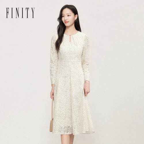 FINITY菲妮迪连衣裙2026年秋季新款简约镂空设计感优雅V领长裙女