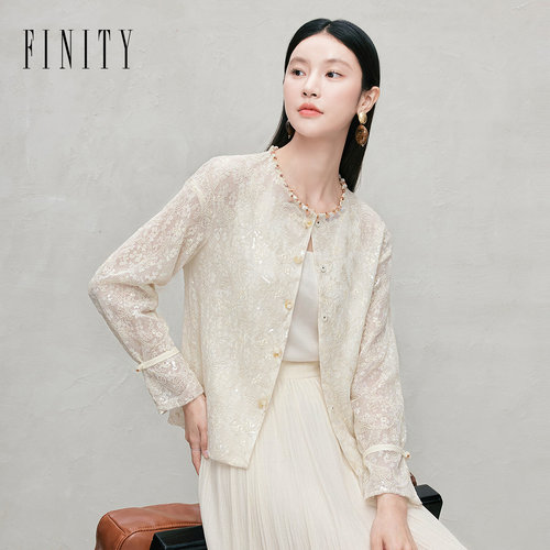 FINITY菲妮迪短外套2026秋季新款钉珠落肩老钱风保暖外套上衣女装