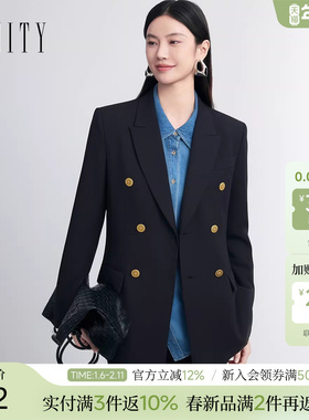 FINITY菲妮迪西装2026年春季新款简约黑色职业通勤优雅修身外套女