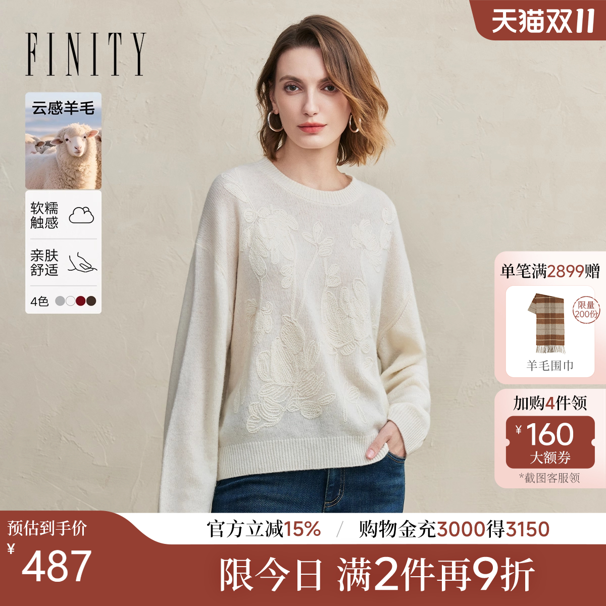 FINITY圆领羊毛衫针织衫