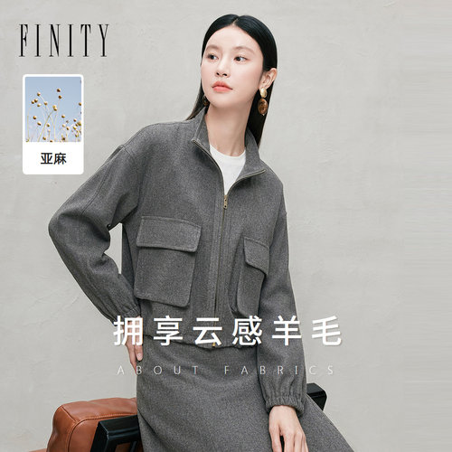 FINITY菲妮迪短外套2026秋季新款落肩羊毛老钱风保暖外套上衣女装