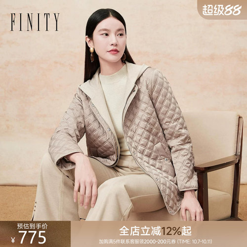 FINITY连帽菱格棉服外套