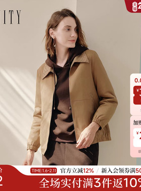 FINITY菲妮迪棉衣棉服2025年冬季新款简约垂感显瘦翻领通勤上衣女