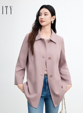 FINITY菲妮迪新品风衣2026春新款简约翻领防风中长款风衣上衣女装