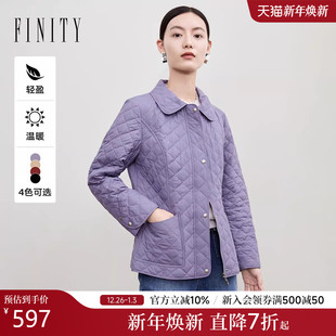 FINITY菲妮迪短外套2025冬季 简约紫色气质保暖轻薄棉服棉袄女 新款
